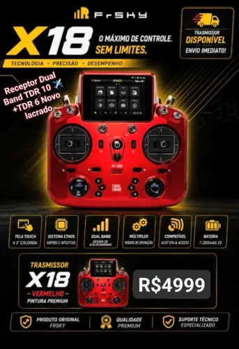 Rádio FRSKY x18 + receptor Novo