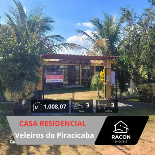 Casa com 3 Suítes, Área Gourmet e Rancho para Barco - Cond. Veleiros do Piracicaba