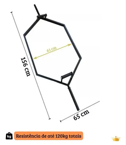 Vendo uma Barra de Agachamento Hexagonal Preta Com Pegada Emborrachada