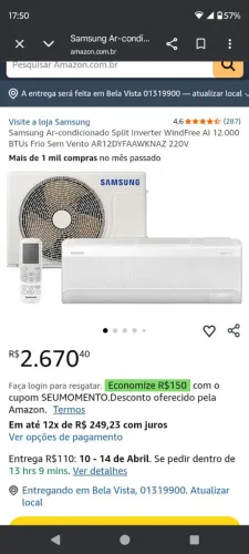 Ar condicionado Windfree Samsung