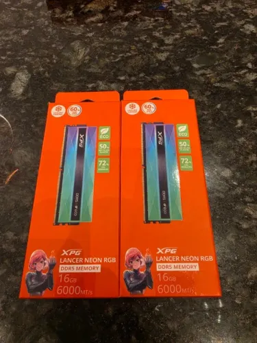 Kit Memória RAM XPG Lancer Neon RGB DDR5 32GB (2x 16GB) 6000MHz CL30