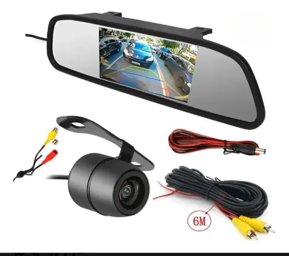 Kit Câmera De Ré Automotiva + Retrovisor Tela Lcd