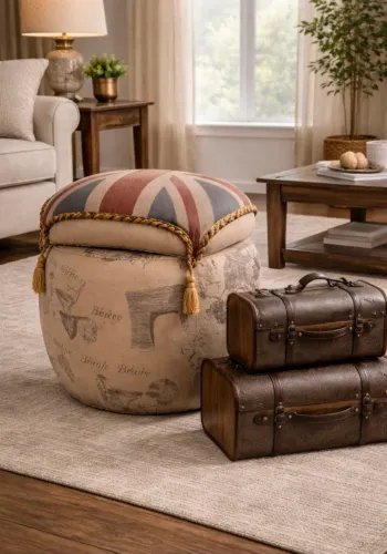 Lindo puff London novo na caixa vintage elegante