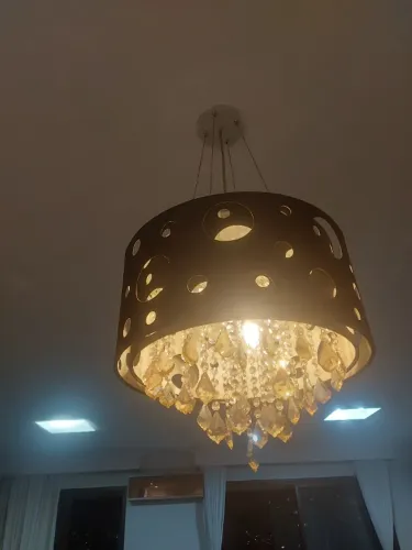 Lustre Pendente Decorativo com Cristais - Sofisticação Para Sua Sala