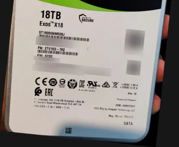 HD 18TB Seagate Exos X18 SATA 7200rpm usado, 26.510 horas, SMART ok, ref TV3J
