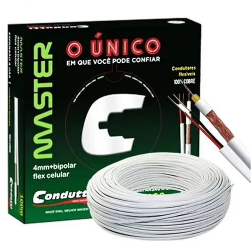 Cabo Coaxial P/ Cftv 4mm + Bipolar Condutti Master Cx 100m