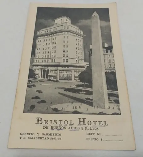 Mapa Antigo Plano Centro Buenos Aires Argentina Hotel Bristol