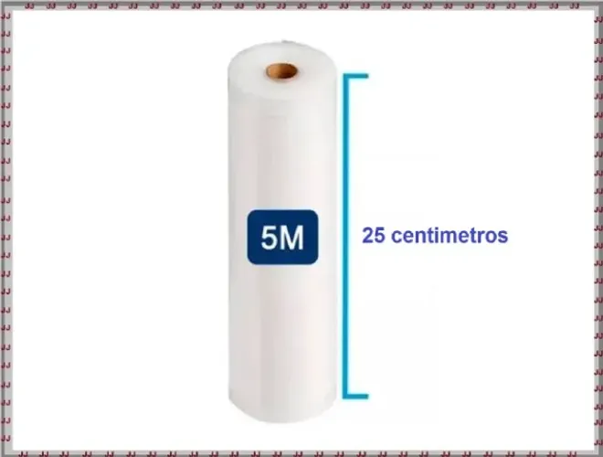 Rolo de embalagem à vácuo 25 cm x 5 m com ranhuras
