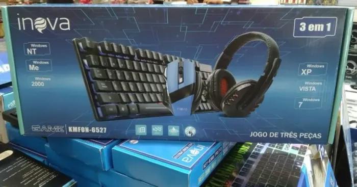 Lacrado Kit Gamer Teclado Led RGB + Mouse 2.400dpi + Fone Inova