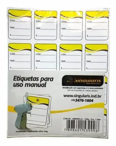 etiquetas para roupa tag de precificação 30x38 mm cor - amarelo
