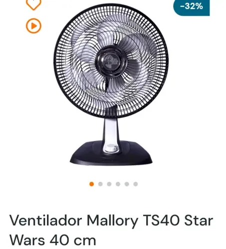Ventilador de mesa Mallory Star Wars 40cm potente silencioso 110v