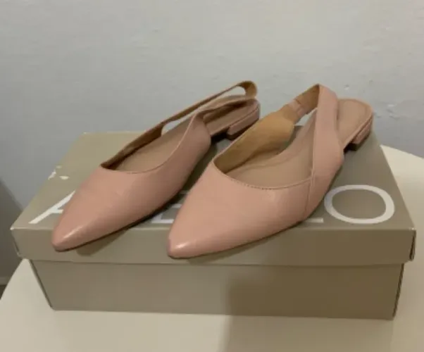 (Arezzo 34) Sapatilha Mule Slingback Nude Rosê Blush