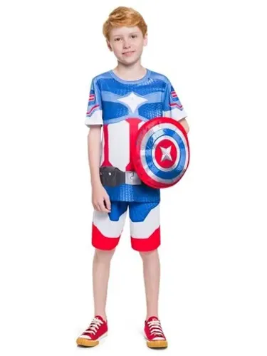 Fantasia Infantil Capitão América (Novo Modelo) - 2 Anos
