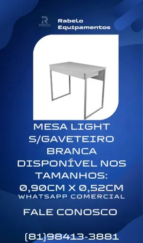 Mesa de escritório light s/Gaveta branco em até 5x sem juros no cartão