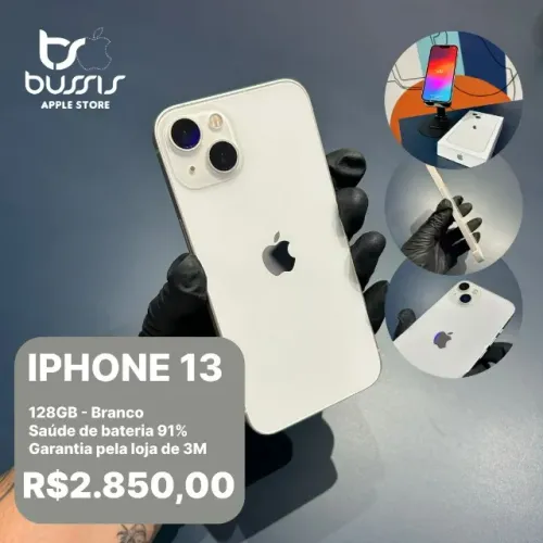 Iphone 13 Branco Semi novo 128 Gigas na garantia Apple impecável