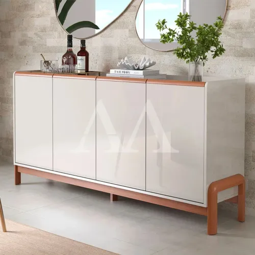 Aparador Buffet Lukaliam 4 Portas Elegance Off White New/Jequitibá