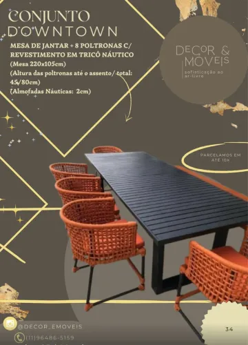 Conjunto Downtown - Mesa de Jantar e 8 Poltronas