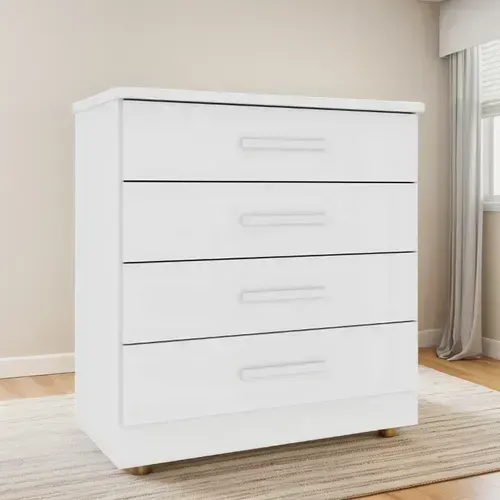 Cômoda 4 Gavetas Suécia Tcil Móveis Branco - Entrega Rápida!