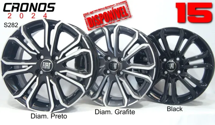 Rodas Fiat Cronos 2024 aro 15 Black Piano diamantado grafite 4x98 novas 