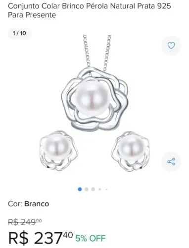 Conjunto prata 925 com pérolas naturais - NOVO
