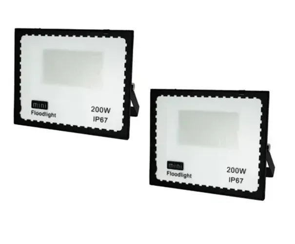 Kit 2 Refletor Led 200w IP67 Prova D'água Branco Fio