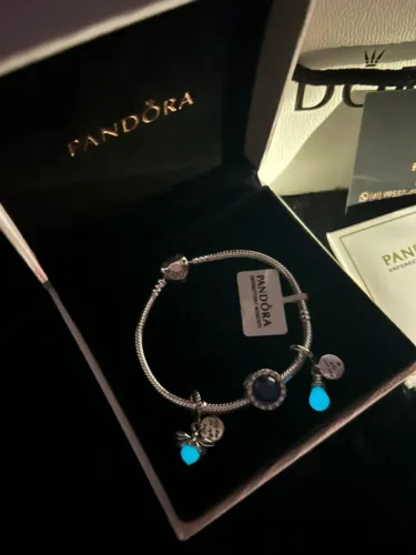 Pulseira pandora coração + berloques pandora que brilha no escuro