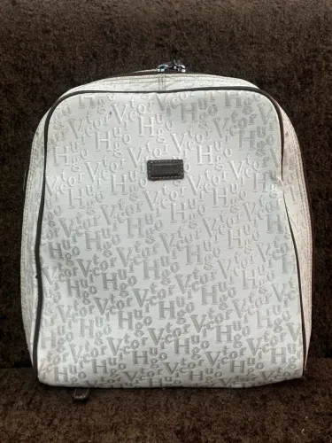 Mochila Victor Hugo - Jacquard - Bege e Marrom - Original
