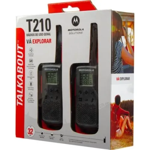 Rádio Comunicador Talkabout Motorola T210BR Alcance Até 32km UHF Cor Vermelho e Preto