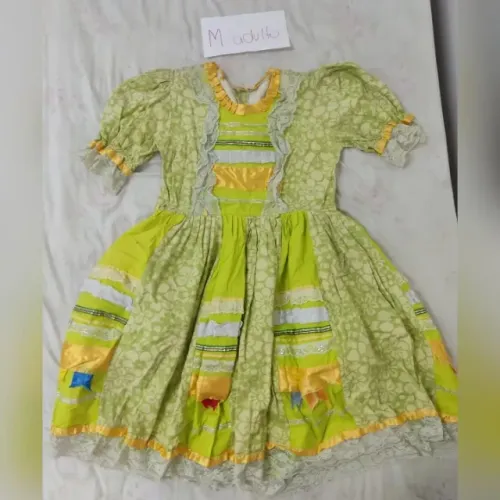 Vestido Festa Junina Tradicional Verde limão adulto M