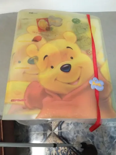 Antiga Pasta Fichário Polibras Tema Ursinho Pooh