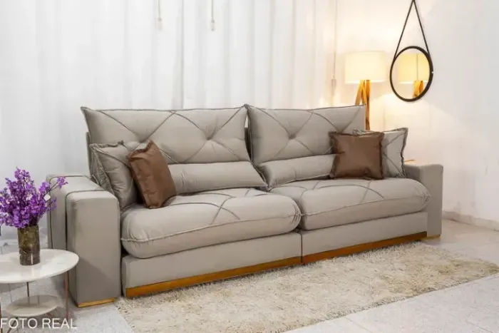 Sofá Retrátil Reclinável Gran Bello 2.90m Veludo Molas Ensacadas - Entrega Super Rápida!!