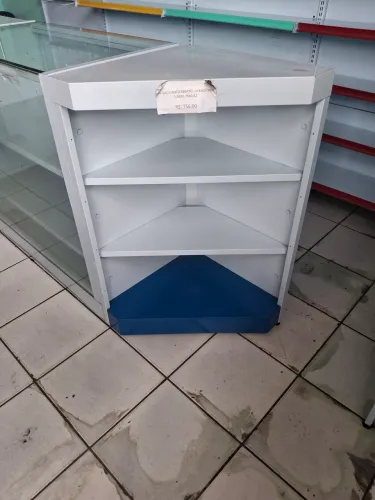 Balcão Canto Aberto Branco/Azul 1,00x0,75x0,43