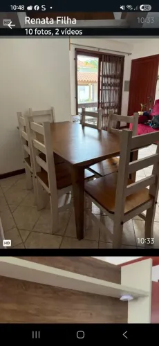 Mesa de 6 cadeiras, madeira nobre.Retirar em canasvieiras.  $ 800 00