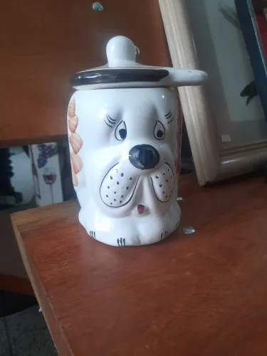 Pote bomboniere com pintura de cachorro