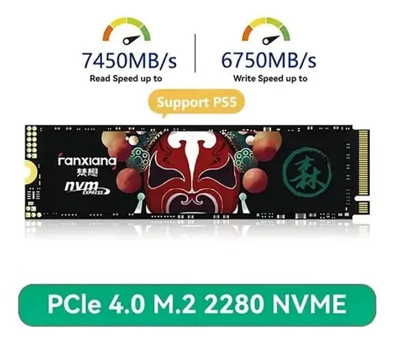 Ssd Nvme PC Notebook PS5 Fanxiang S790 1tb Gen4 7gbps Cor Preto