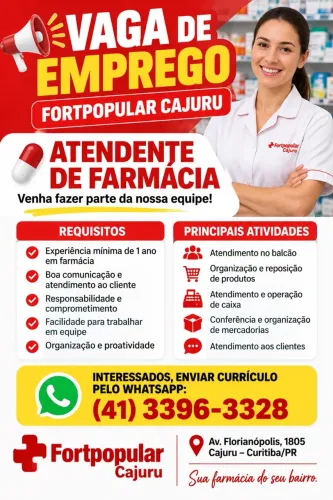 Vaga para atendente farmácia 