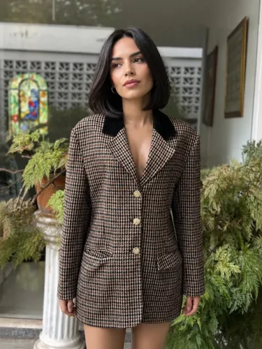 Blazer Europeu em lã | Estilo Retrô / Montaria Chic 