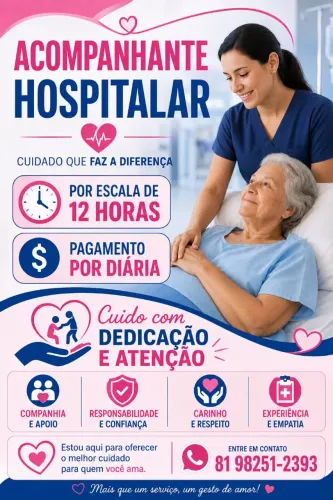 Acompanhante hospitalar e cuidadora