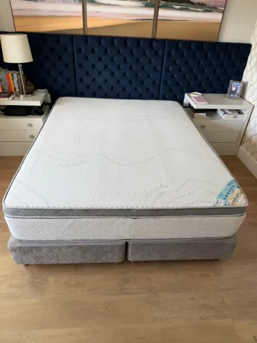 CAMA QUEEN ALONGADA 2,10m | COLCHÃO COMPANHIA DO SONO + BOX