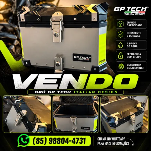 Baú GP Tech de Alumínio para Moto - Grande Capacidade