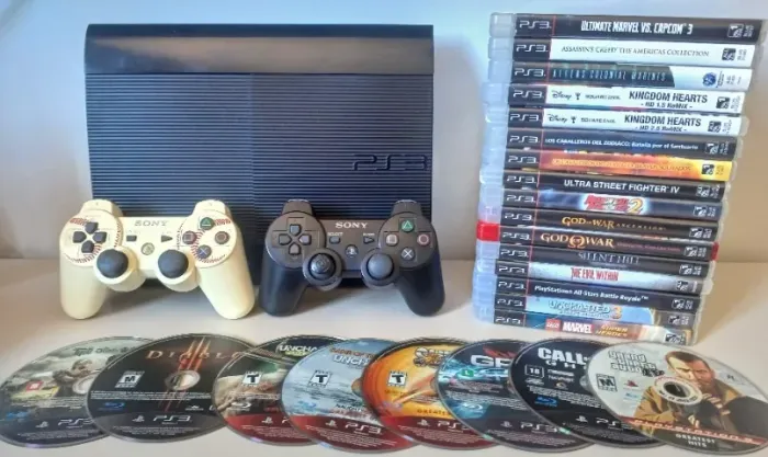 PS3 SUPERSLIM com J 0 G O S + 1 controle! PARCELO! TROCO! ENTREGO BH!