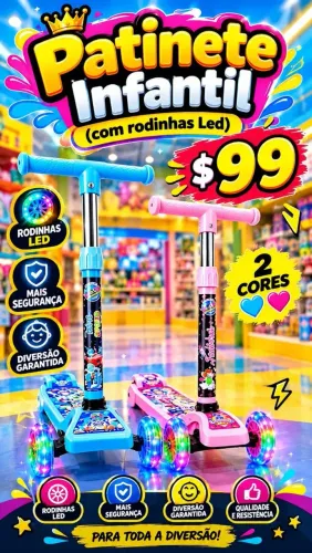 Patinete infantil com LED Novos