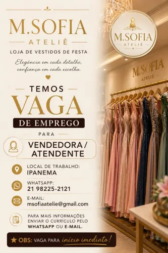 Vaga para atendente/vendedora