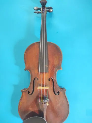 Violino Antigo Artesanal de Luthier - Fundo Inteiriço em Bordô - Ébano