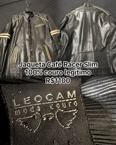 Jaqueta Café Racer Slim 100% couro legítimo