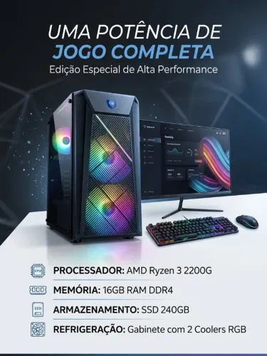 Pc Gamer Ryzen 2200g 16Gb ram 240 ssd