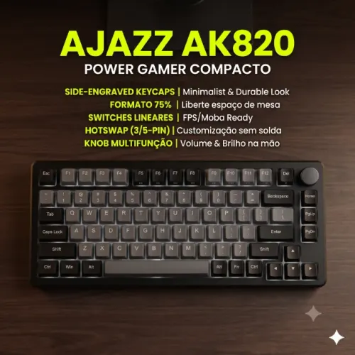 Teclado Mecânico Ajazz AK820 75% NOVO NA CAIXA!!