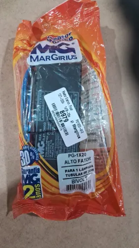 17 Reator Eletrônico PG para 1 lampada T8 20w Margirius