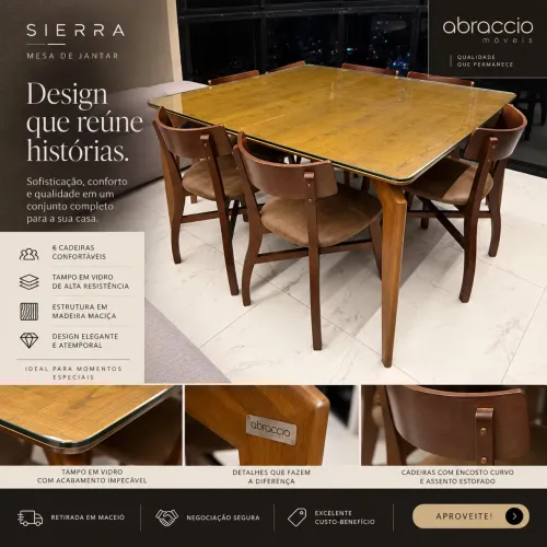 CONJUNTO DE JANTAR SIERRA / ABRACCIO MÓVEIS ? MESA + 8 CADEIRAS