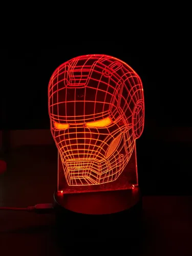 Luminária 3D Homem de Ferro LED Touch Multicores USB ou Pilha